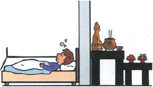 Phòng ngủ cạnh phòng thờ - Sức khỏe suy yếu, tình cảm lạnh nhạt hình ảnh Phong ngu canh phong tho - Suc khoe suy yeu, tinh cam lanh nhat hinh anh